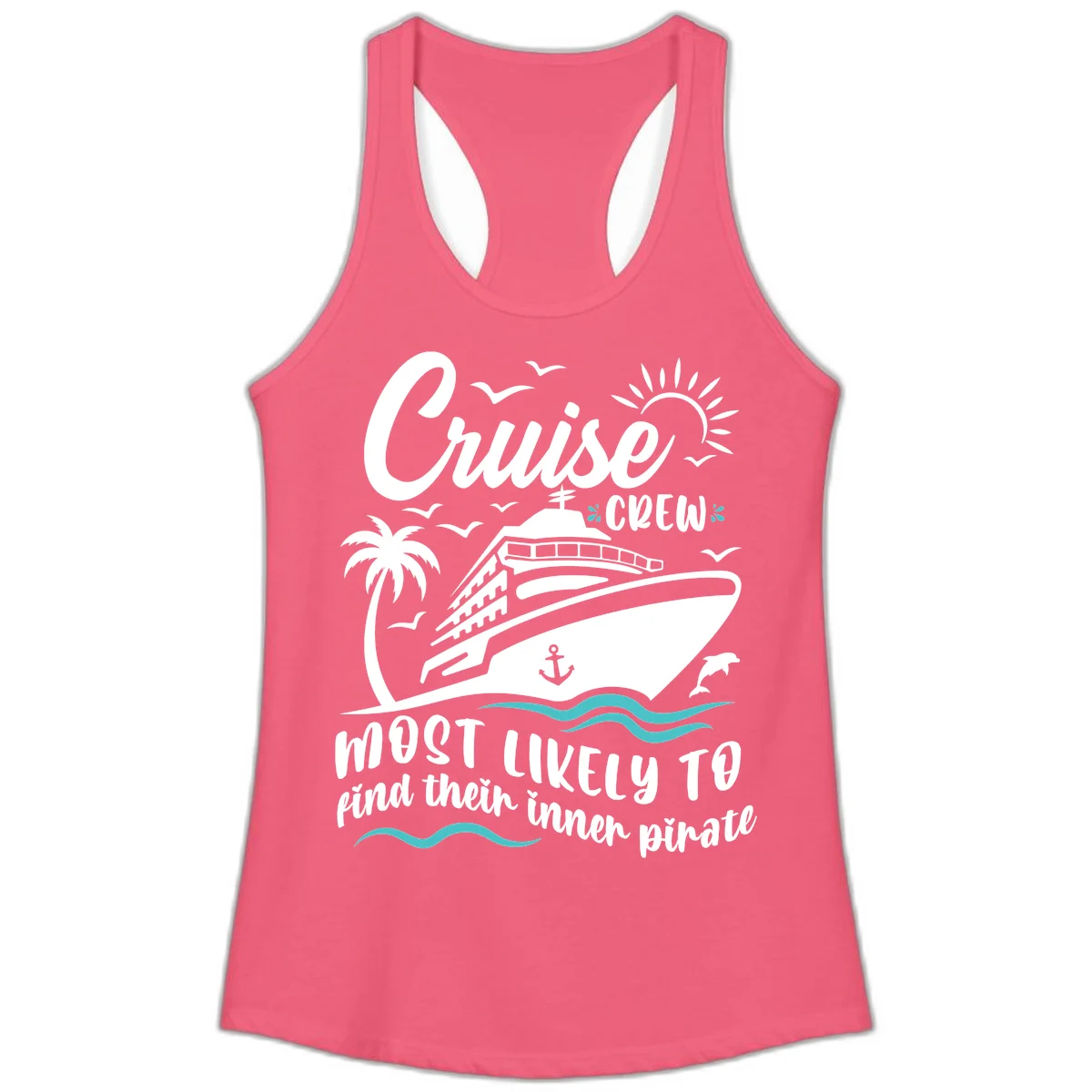 Cruise Crew Inner Pirate Ladies Tank in Hot Pink