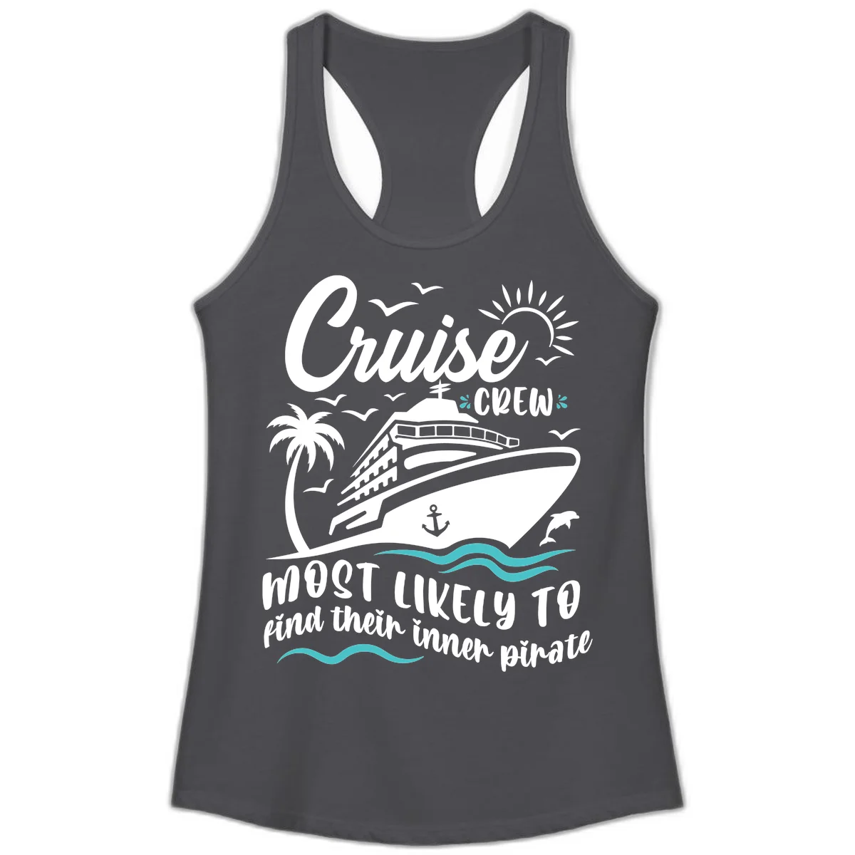 Cruise Crew Inner Pirate Ladies Tank in Solid Dark Gray