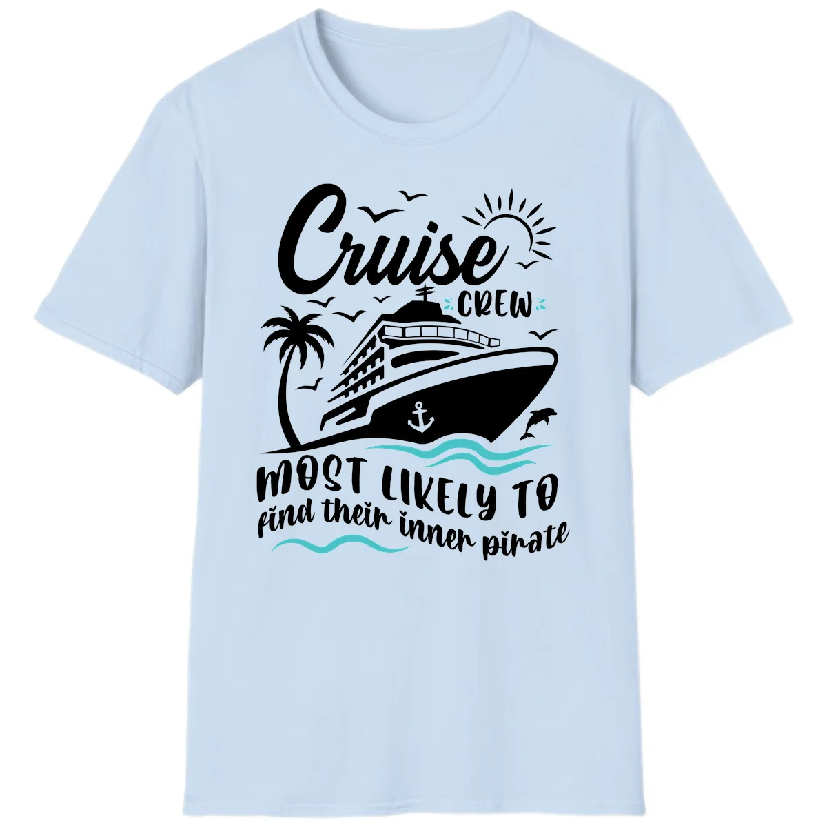 Cruise Crew Inner Pirate T-Shirt in Light Blue