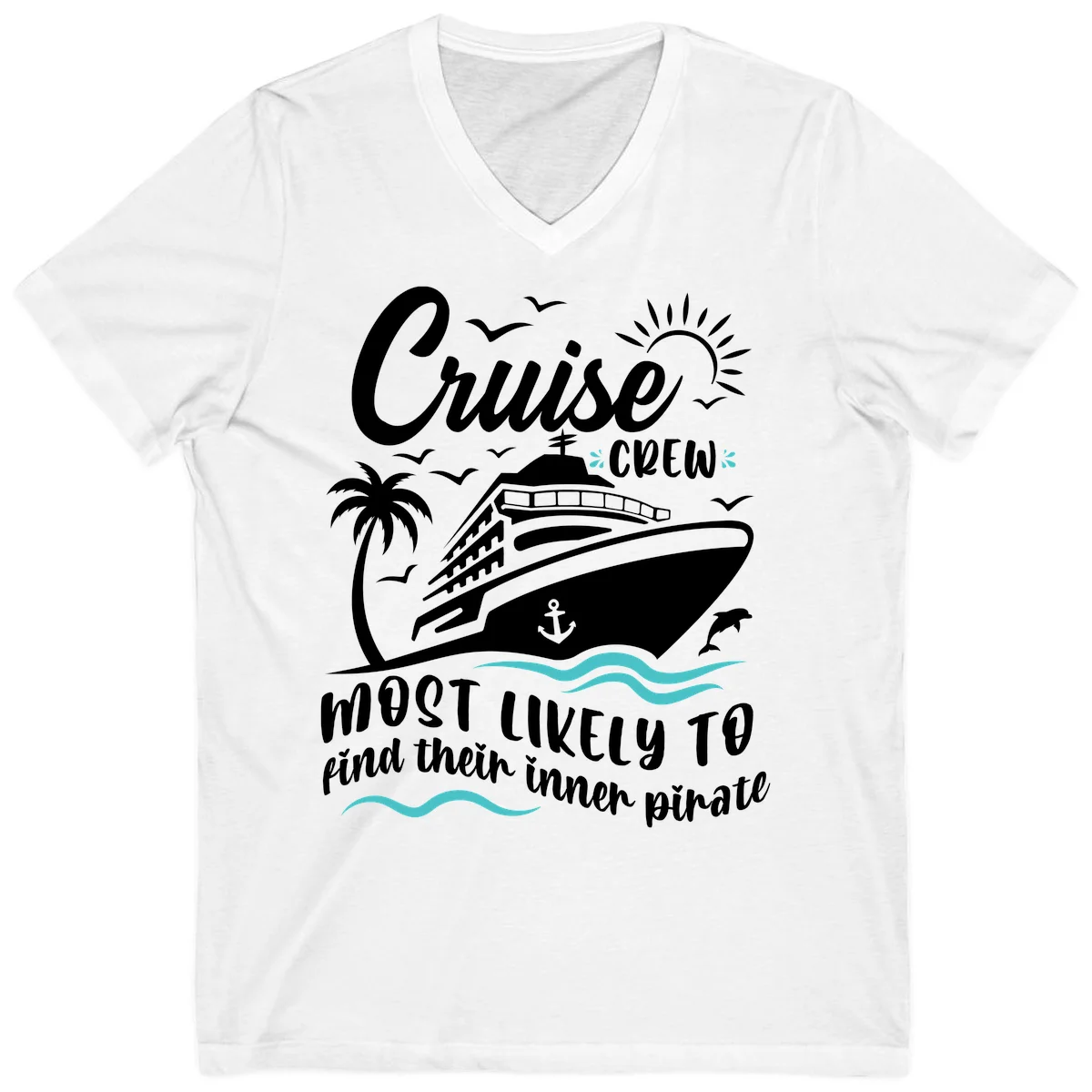 Cruise Crew Inner Pirate V-Neck T-Shirt in White