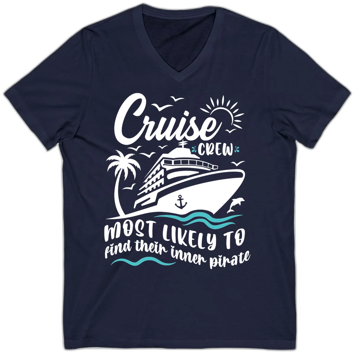 Cruise Crew Inner Pirate V-Neck T-Shirt in Navy