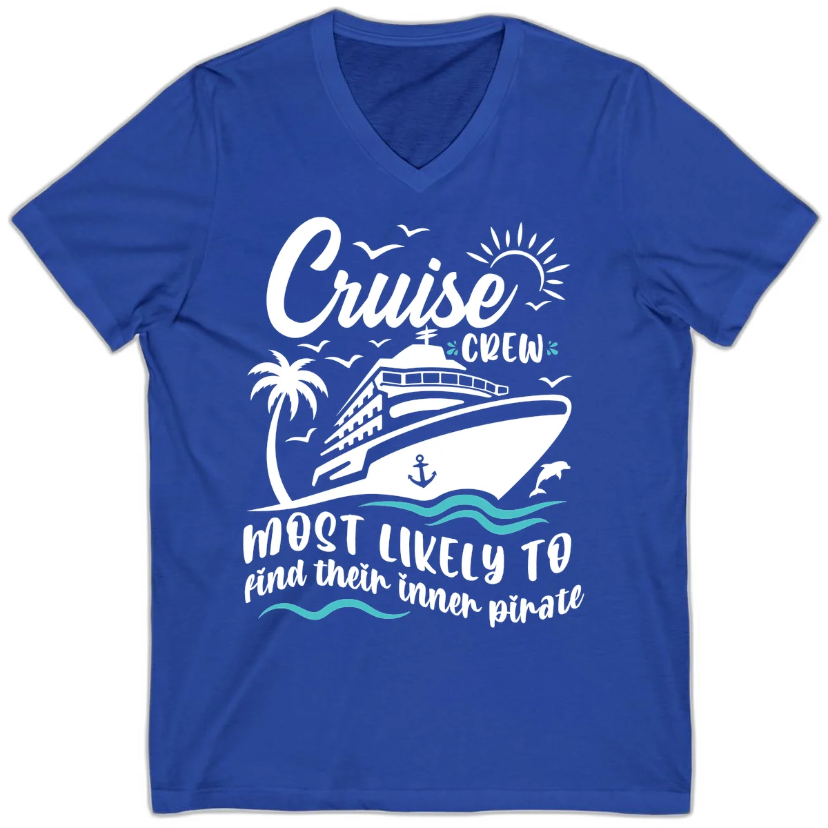 Cruise Crew Inner Pirate V-Neck T-Shirt in True Royal
