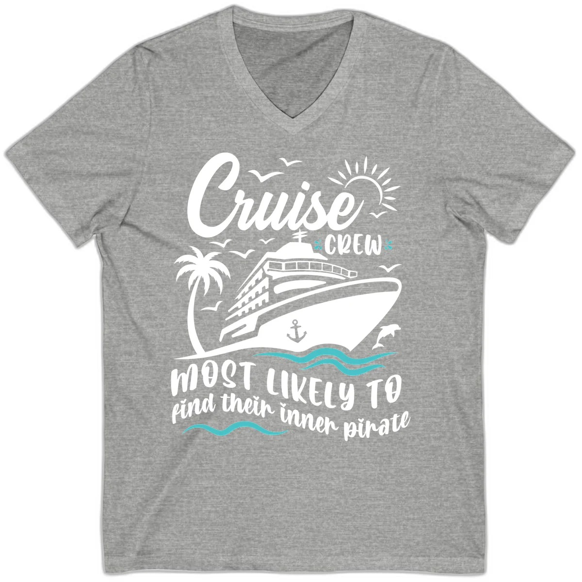 Cruise Crew Inner Pirate V-Neck T-Shirt in Athletic Heather
