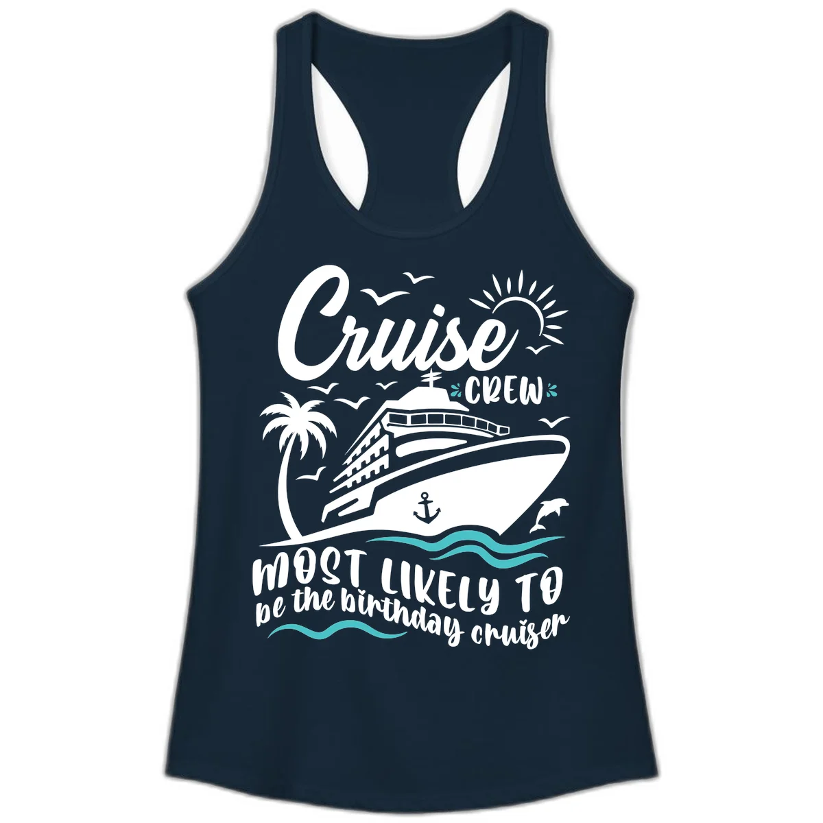 Cruise Crew Birthday Cruiser Ladies Tank in Solid Midnight Navy