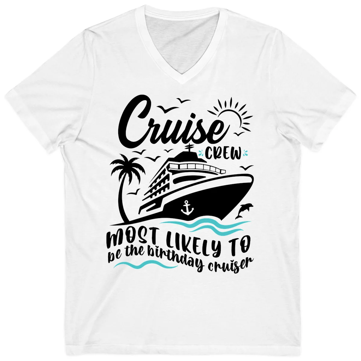 Cruise Crew Birthday Cruiser V-Neck in White