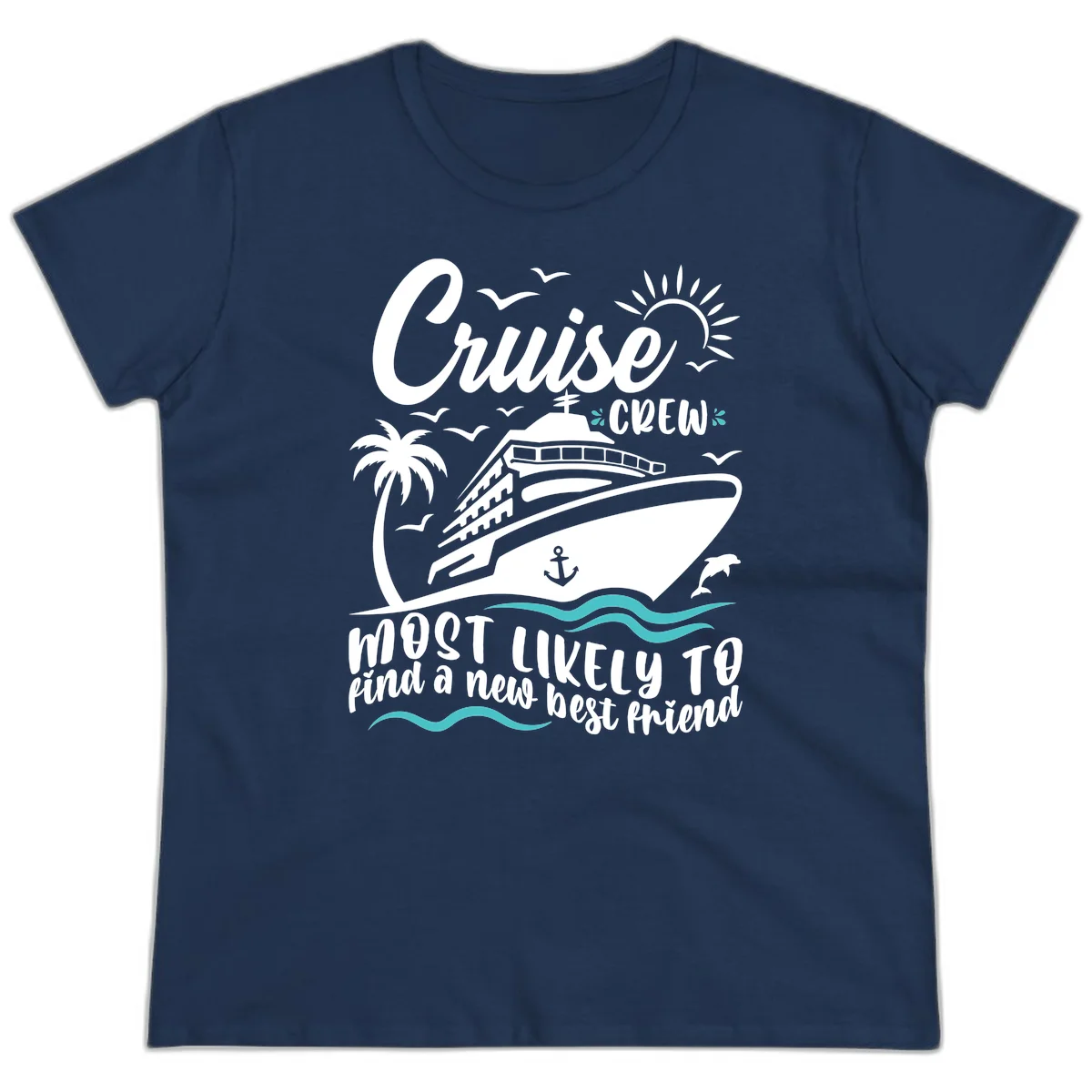 Cruise Crew Find A New Best Friend Ladies Tee in Navy
