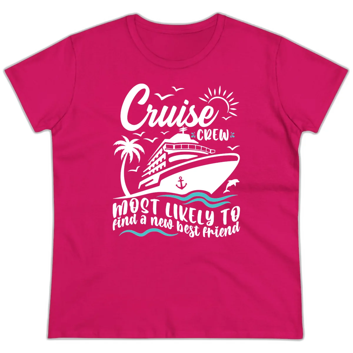 Cruise Crew Find A New Best Friend Ladies Tee in Heliconia