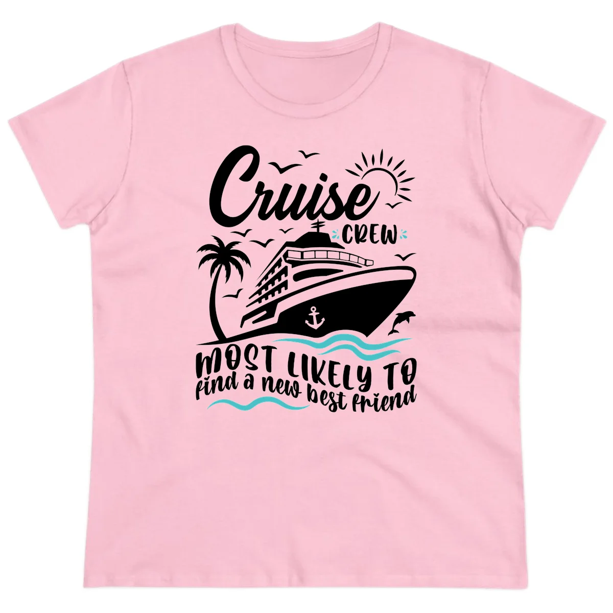 Cruise Crew Find A New Best Friend Ladies Tee in Light Pink
