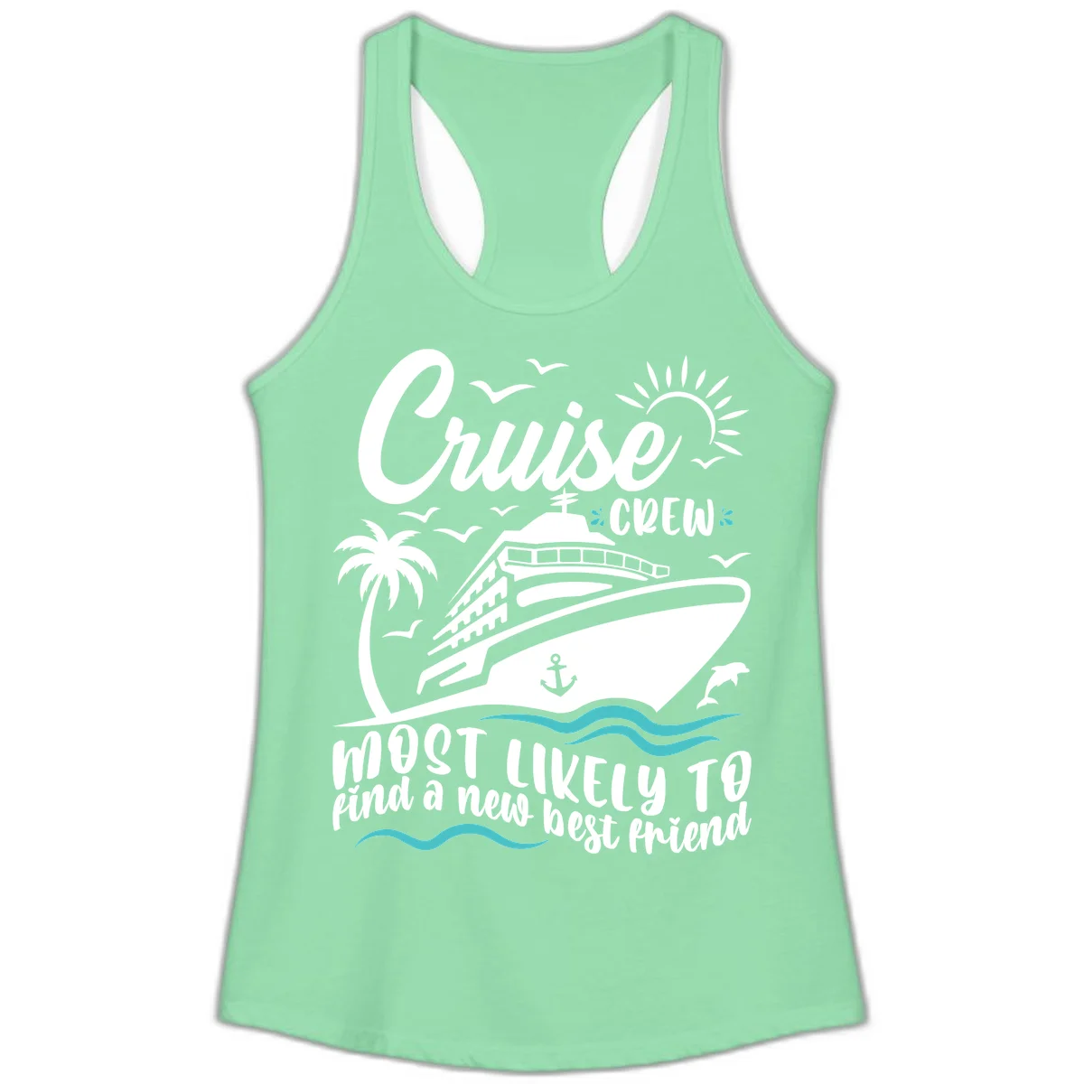 Cruise Crew Find A New Best Friend Ladies Tank in Solid Mint