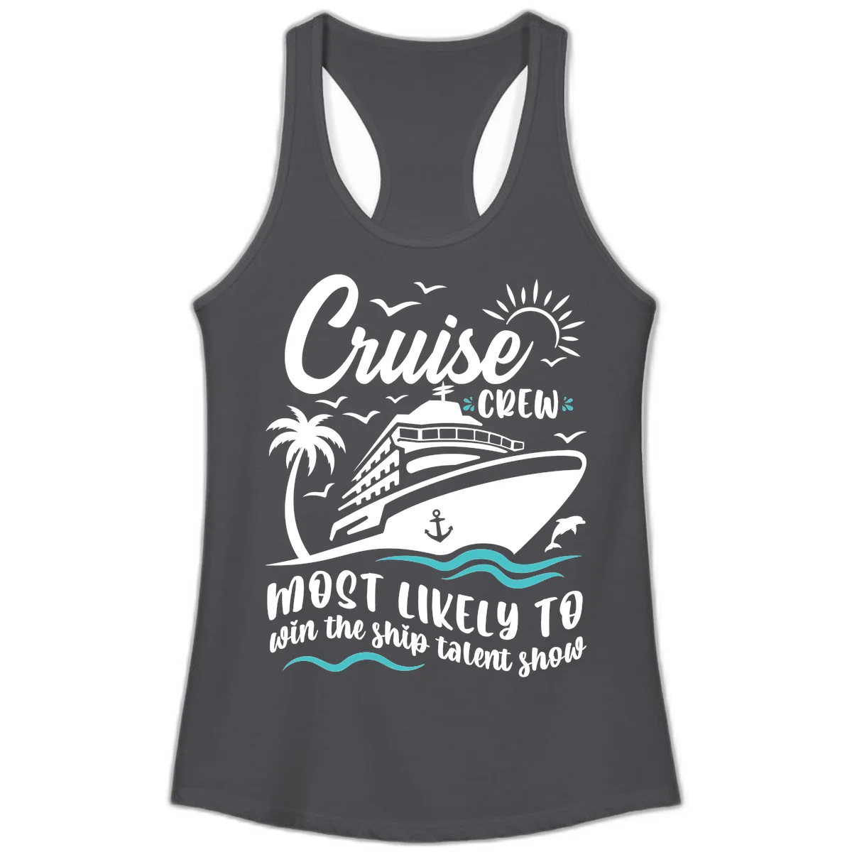 Cruise Crew Ship Talent Show Ladies Tank in Solid Dark Gray