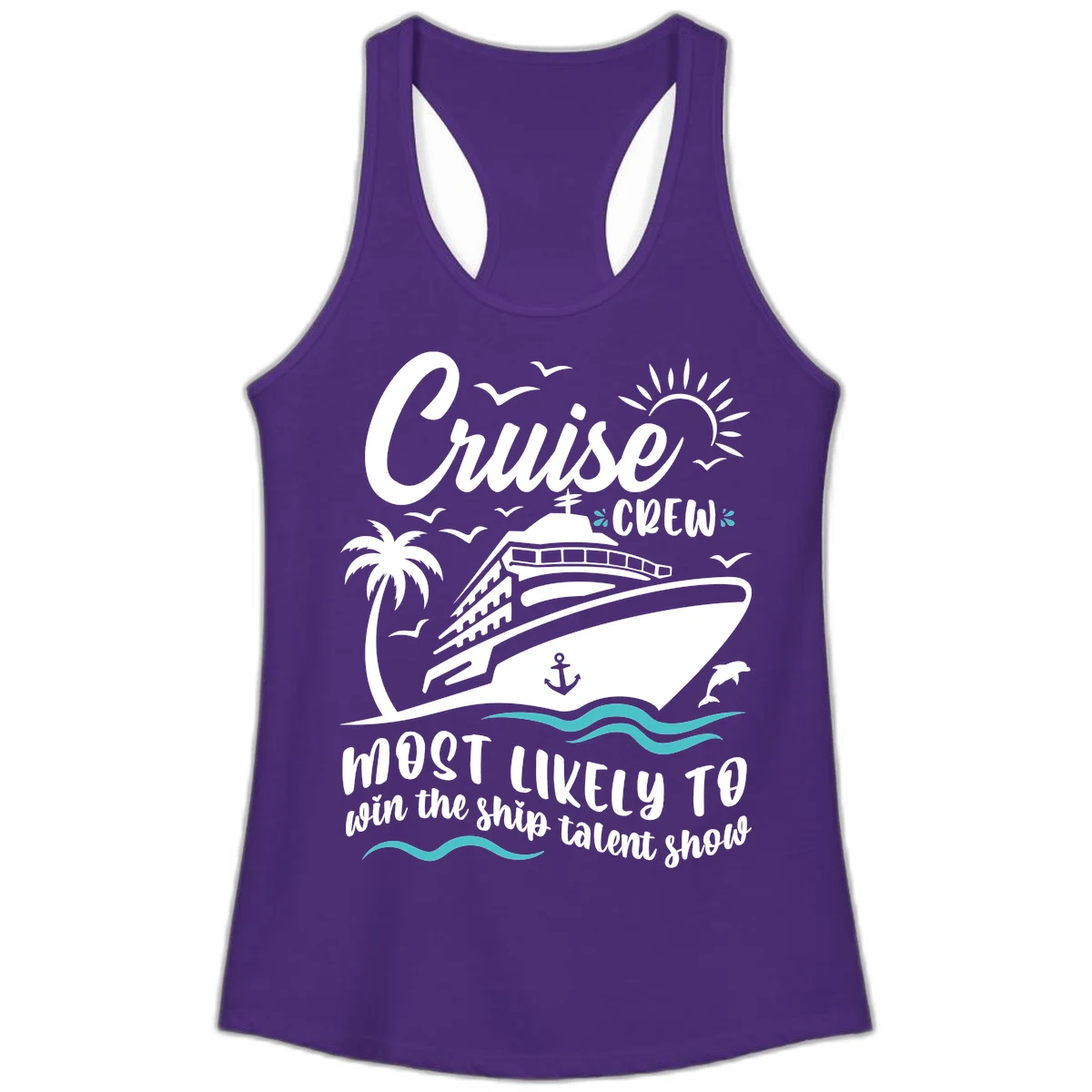 Cruise Crew Ship Talent Show Ladies Tank in Solid Purple Rush