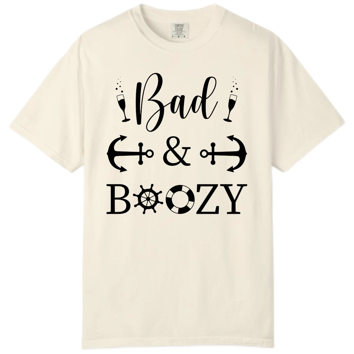 Bad and Bozy Nautical Cruise Comfort Color T-Shirt in Ivory