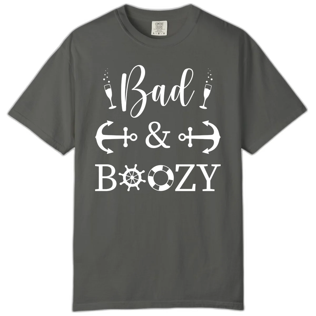 Bad and Bozy Nautical Cruise Comfort Color T-Shirt in Pepper