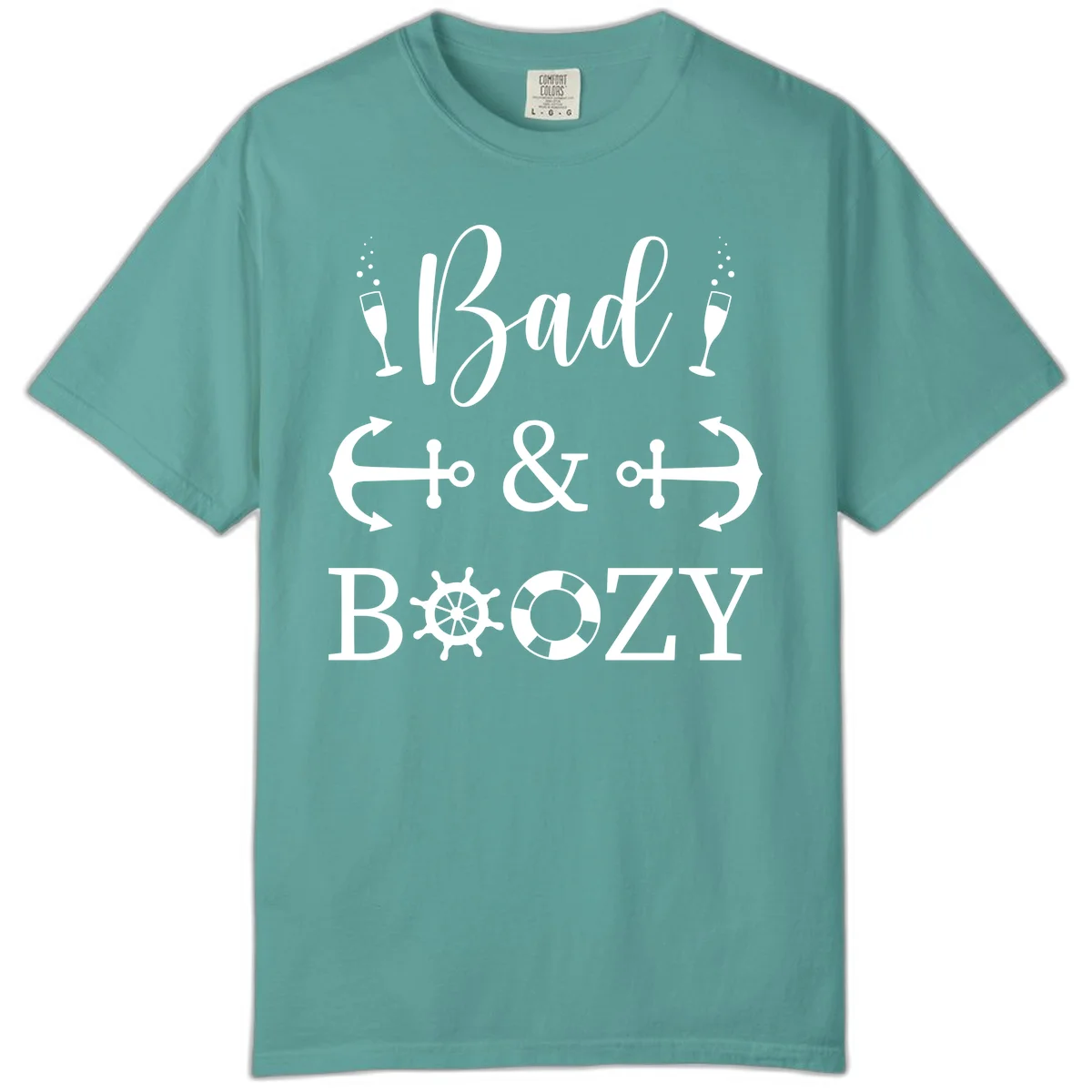 Bad and Bozy Nautical Cruise Comfort Color T-Shirt in Seafoam