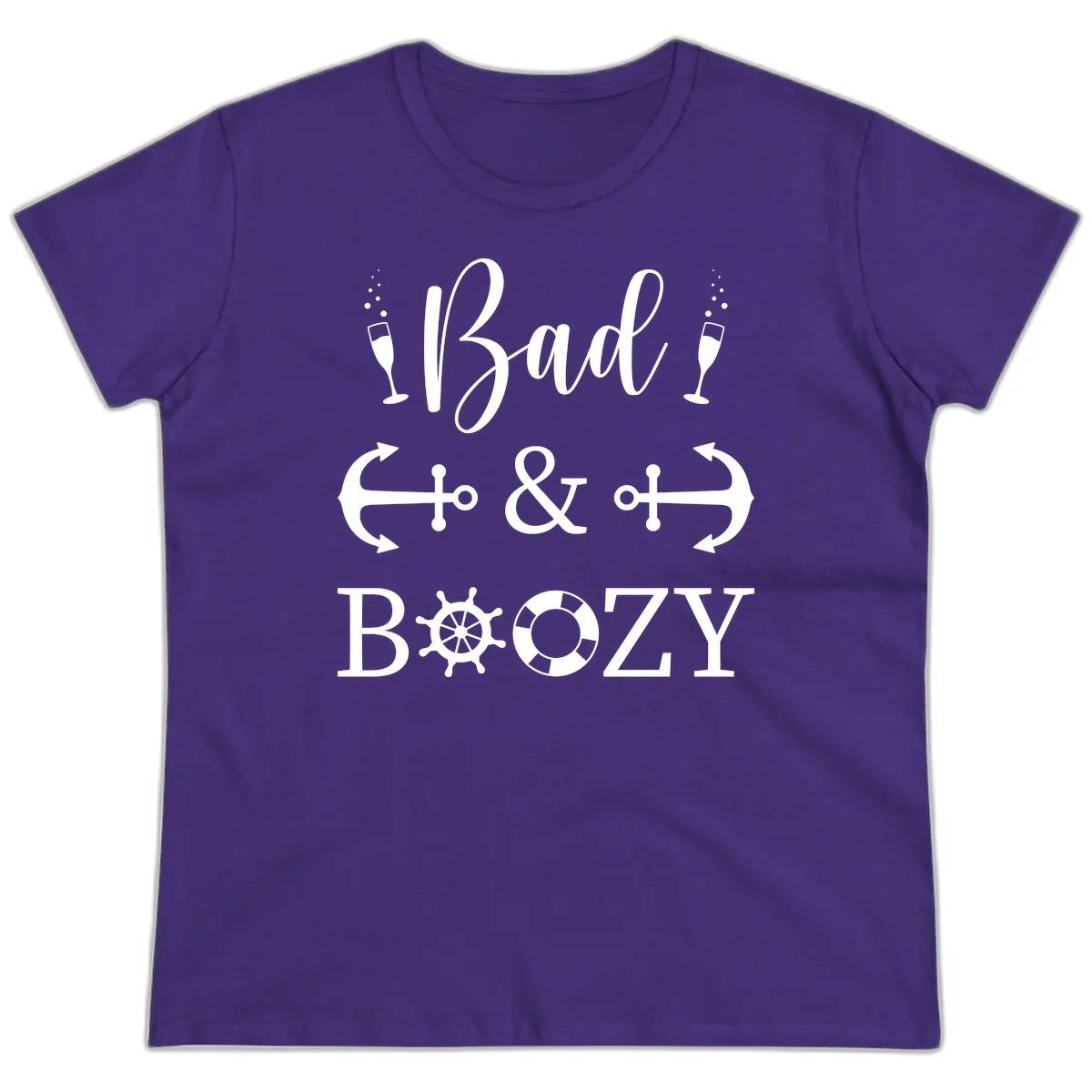 Bad and Bozy Nautical Cruise Ladies Tee in Purple