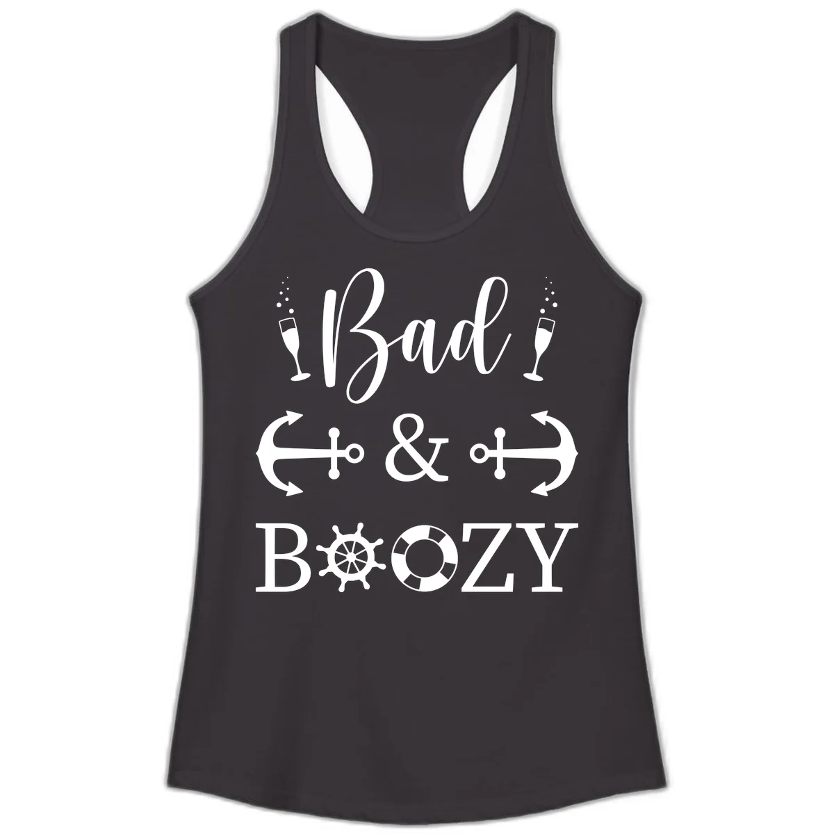 Bad and Bozy Nautical Cruise Ladies Tank in Black