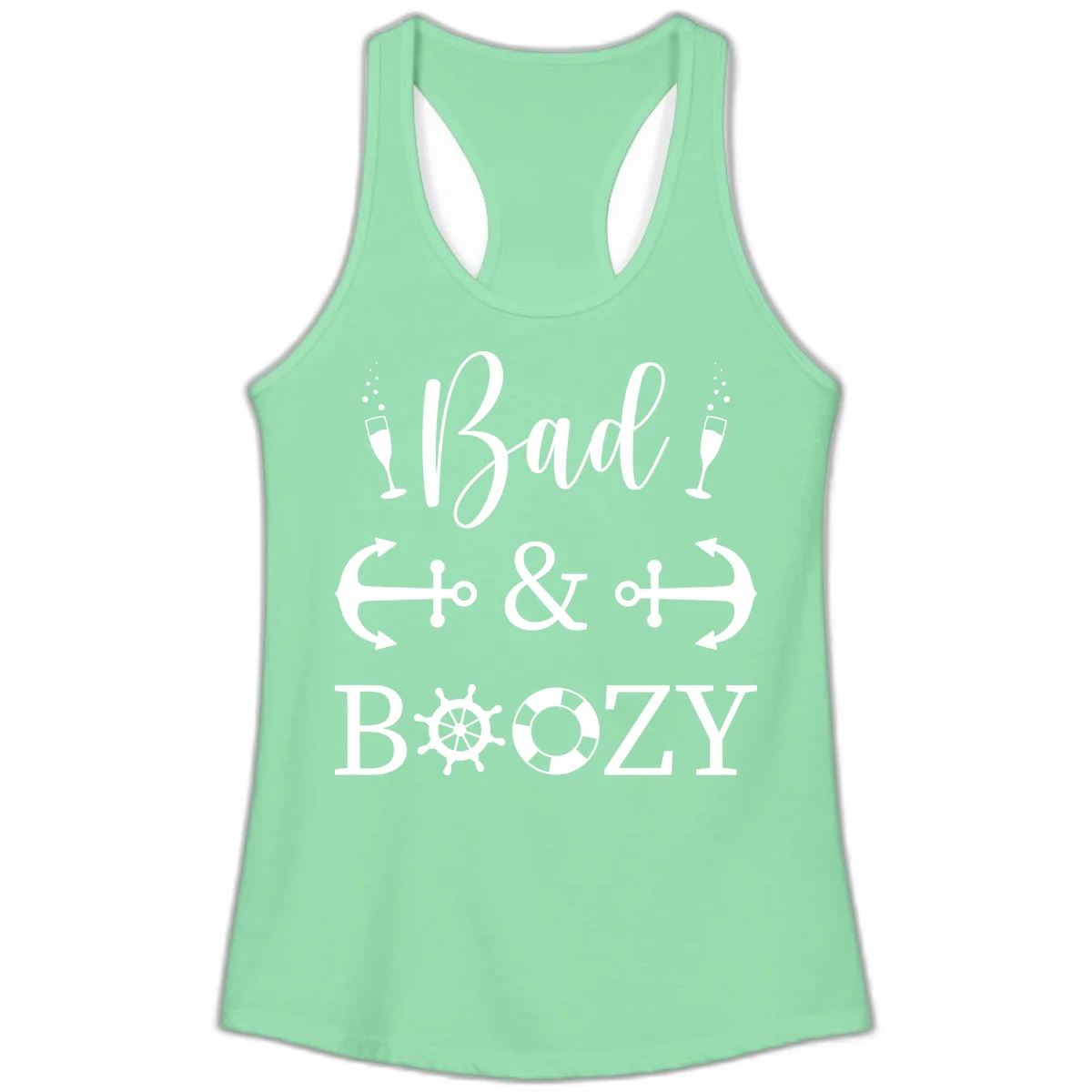 Bad and Bozy Nautical Cruise Ladies Tank in Solid Mint