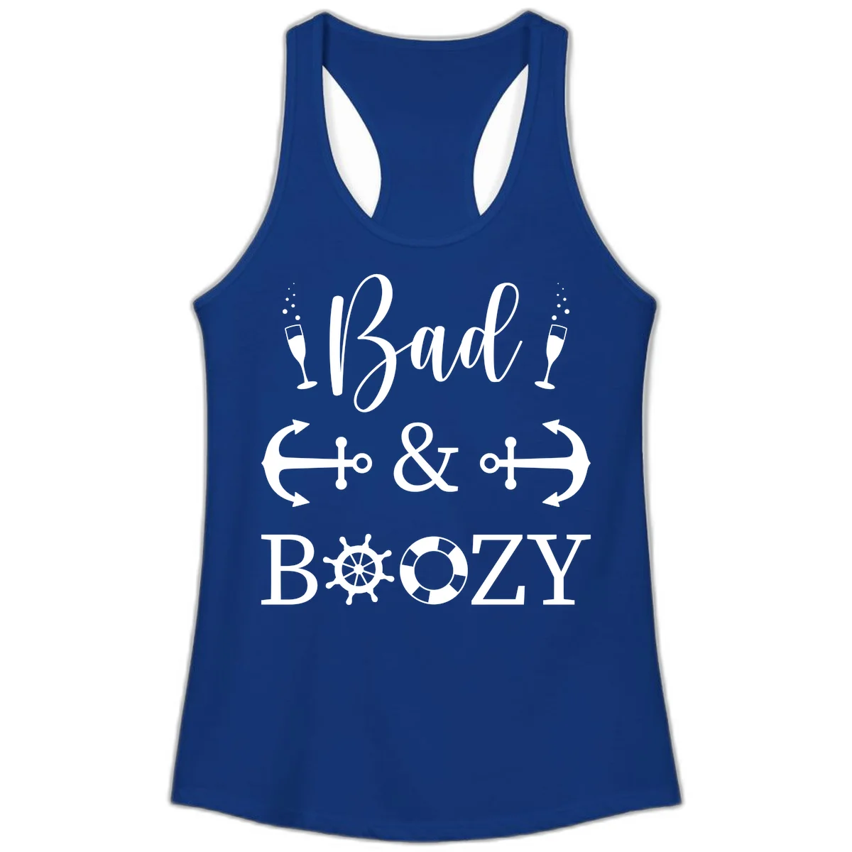 Bad and Bozy Nautical Cruise Ladies Tank in Solid Royal
