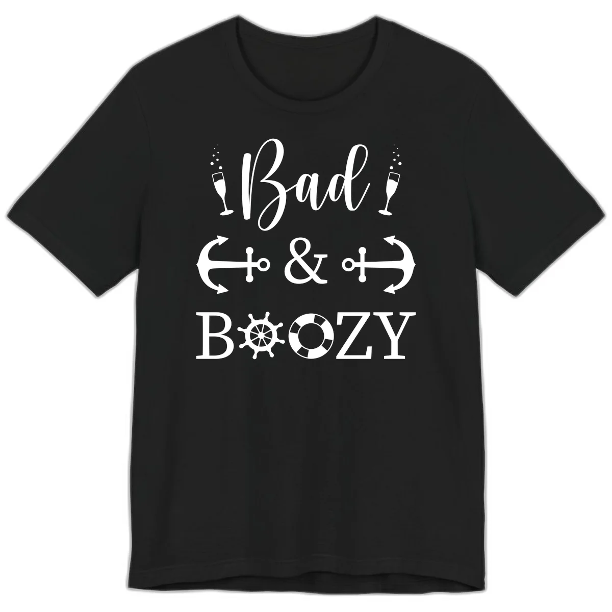 Bad and Bozy Nautical Cruise Premium T-Shirt in Black