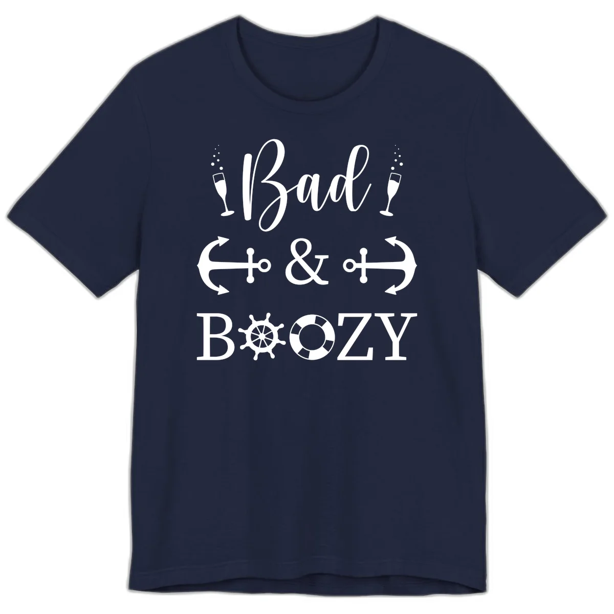 Bad and Bozy Nautical Cruise Premium T-Shirt in Navy