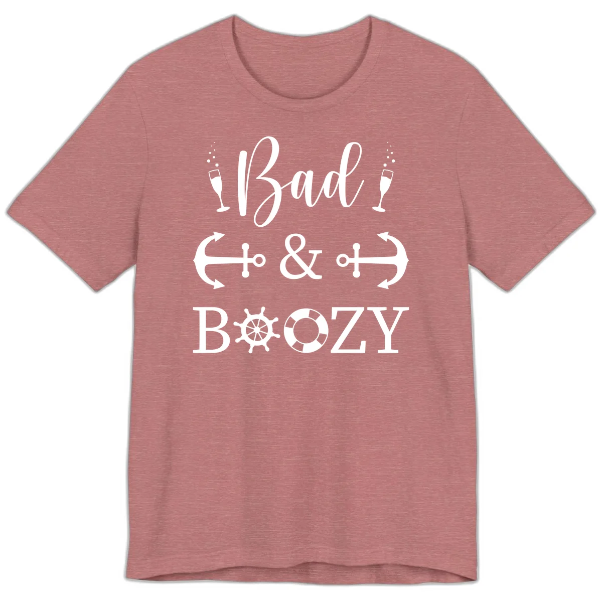 Bad and Bozy Nautical Cruise Premium T-Shirt in Heather Mauve