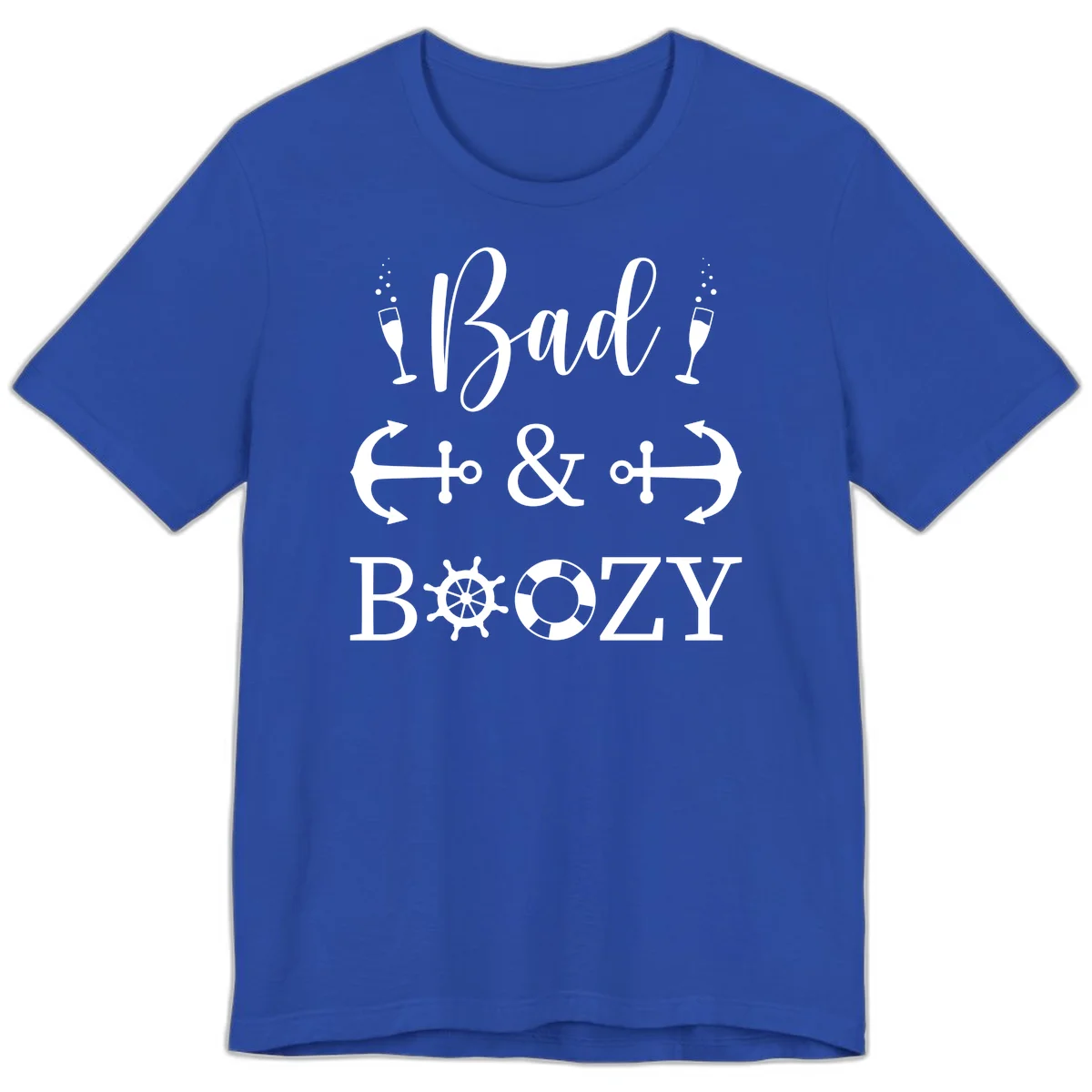 Bad and Bozy Nautical Cruise Premium T-Shirt in True Royal