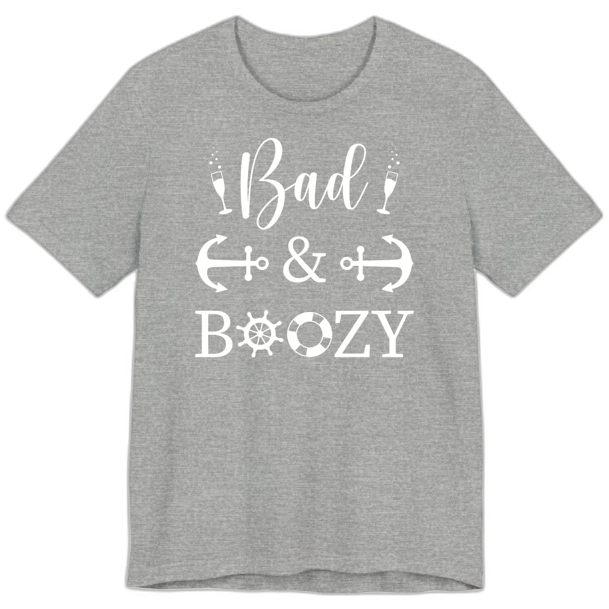 Bad and Bozy Nautical Cruise Premium T-Shirt in Athletic Heather