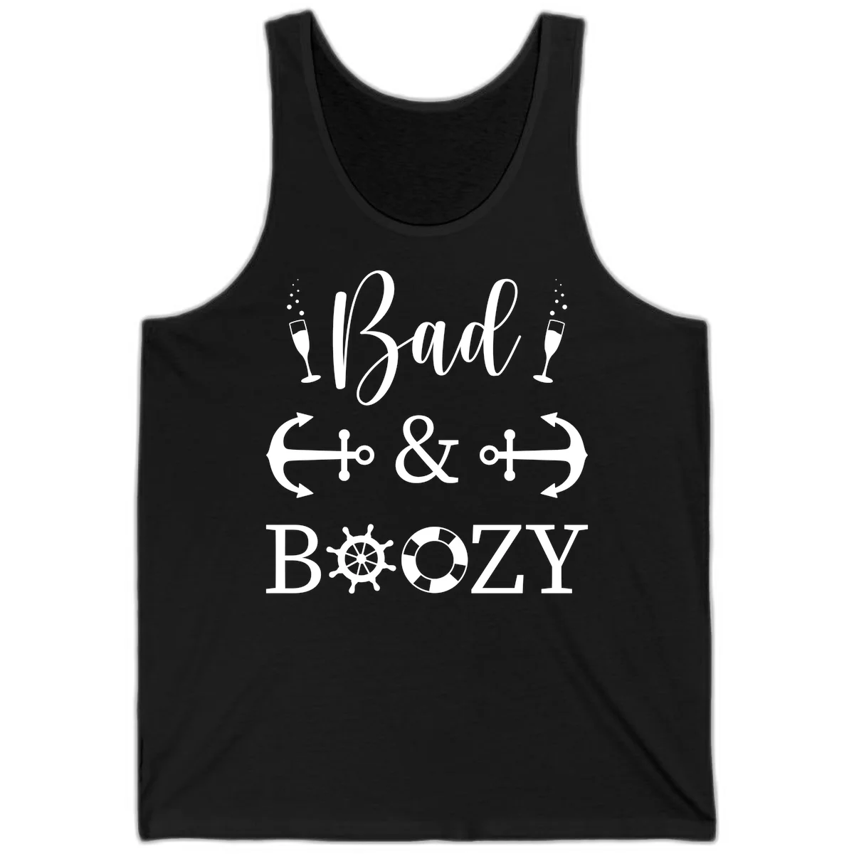 Bad and Bozy Nautical Cruise Tank Top in Black