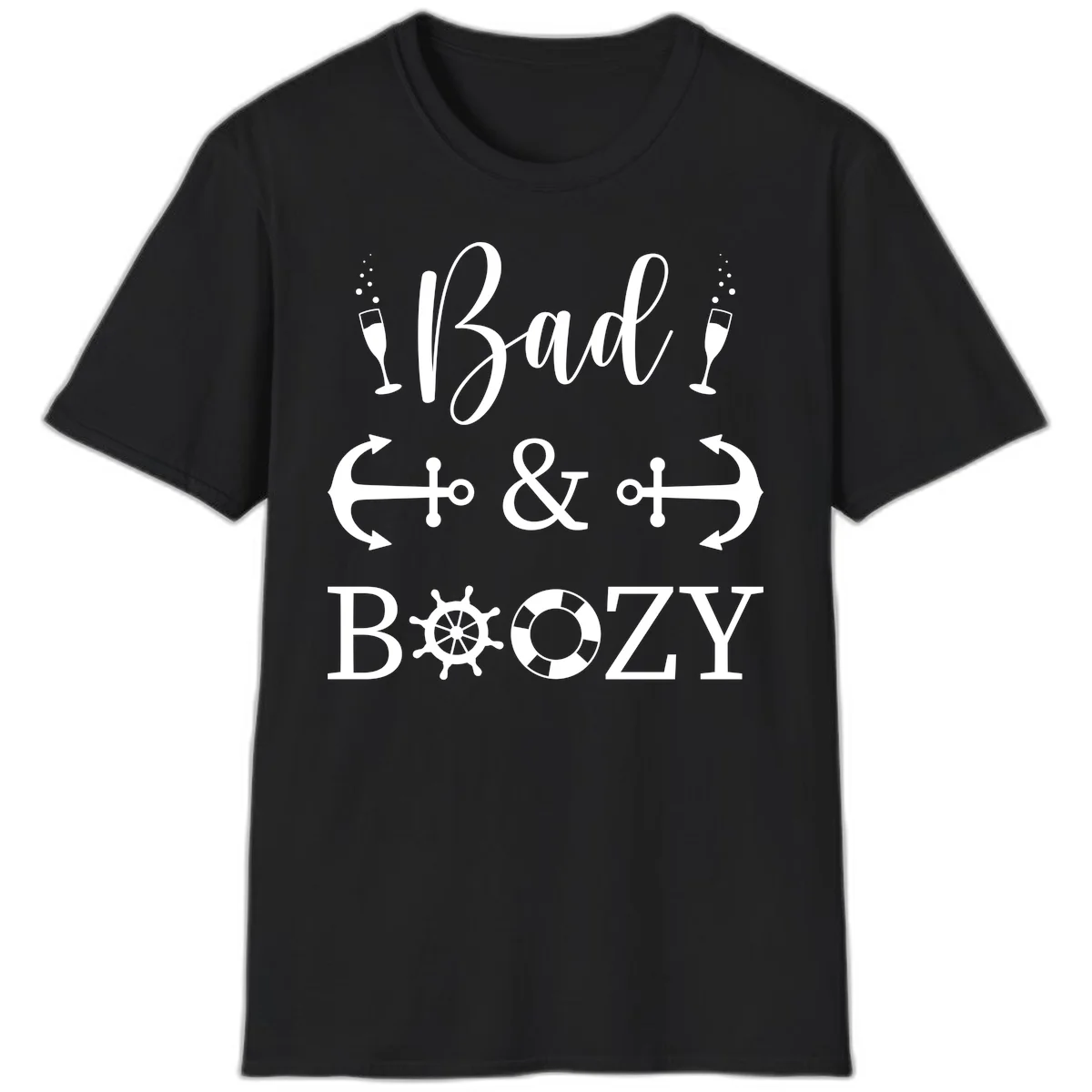 Bad and Bozy Nautical Cruise T-Shirt in Black