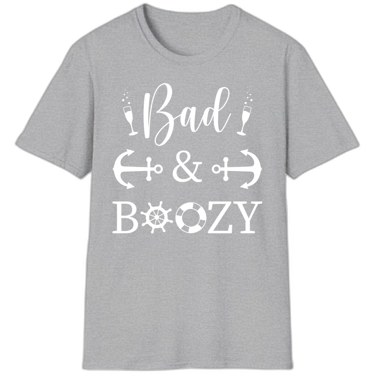 Bad and Bozy Nautical Cruise T-Shirt in Sport Grey