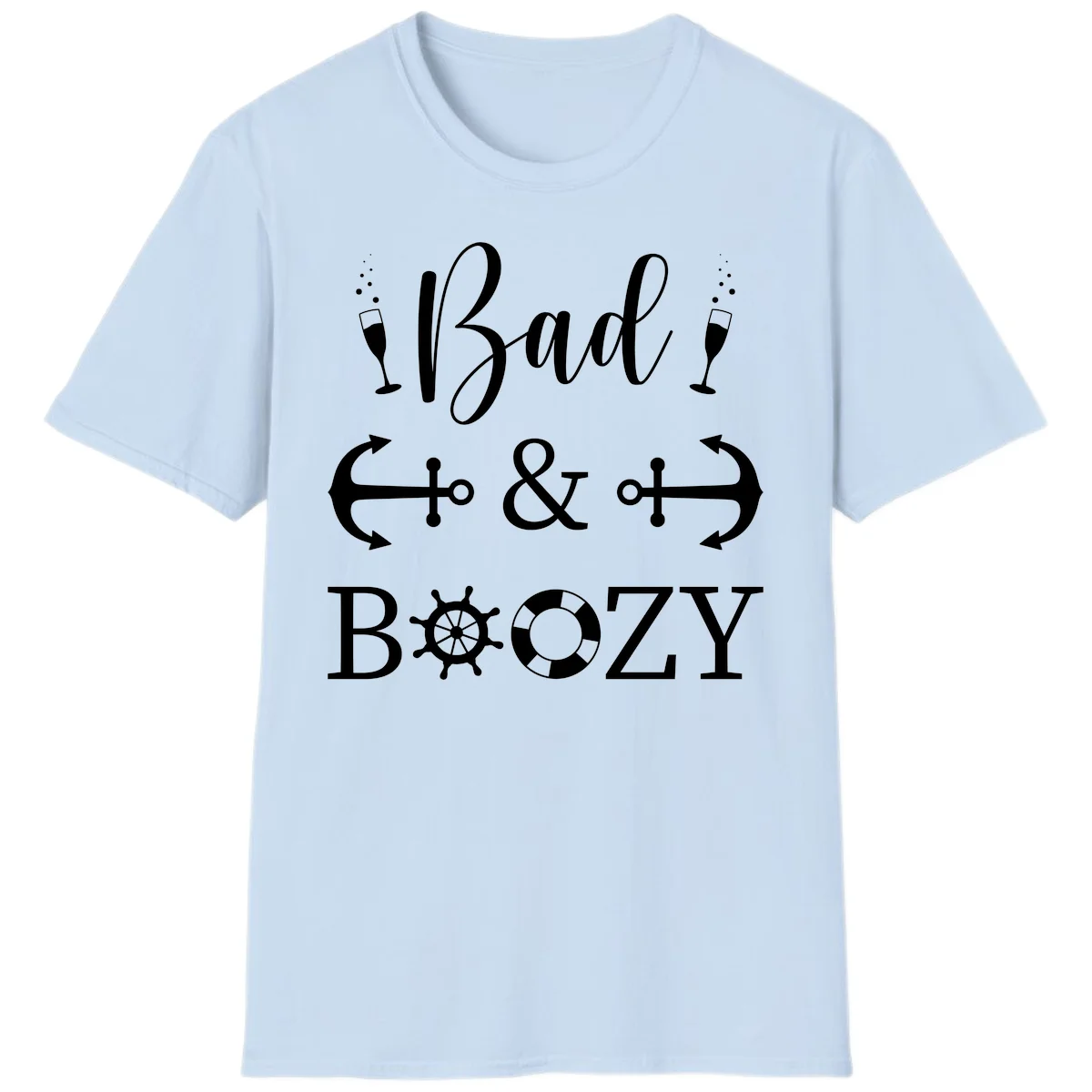 Bad and Bozy Nautical Cruise T-Shirt in Light Blue
