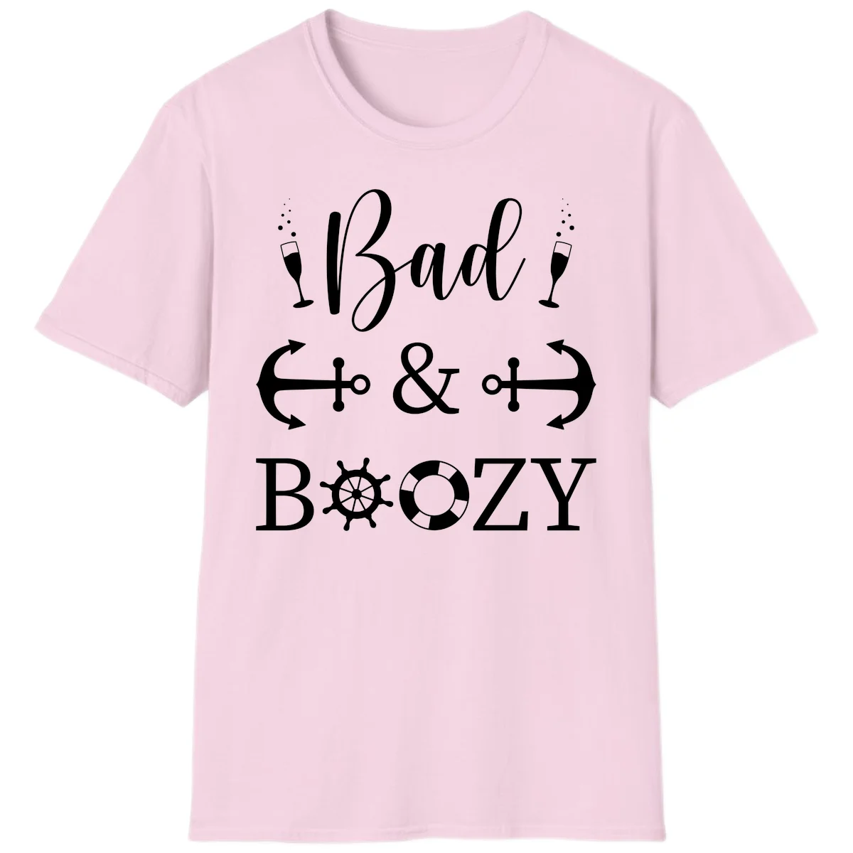 Bad and Bozy Nautical Cruise T-Shirt in Light Pink