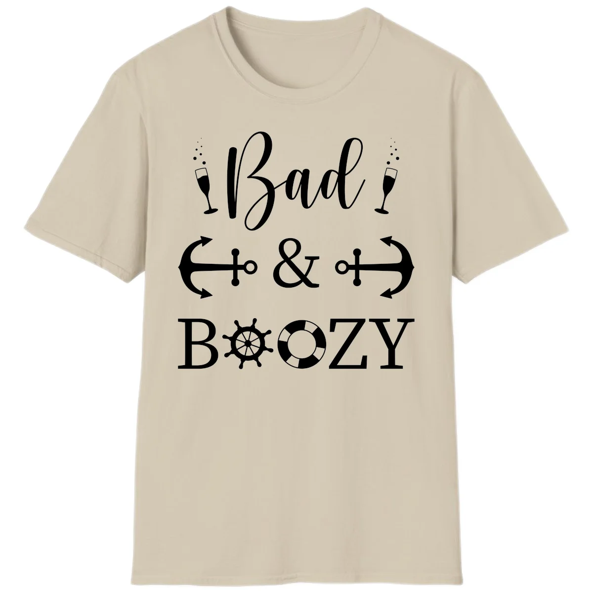 Bad and Bozy Nautical Cruise T-Shirt in Sand