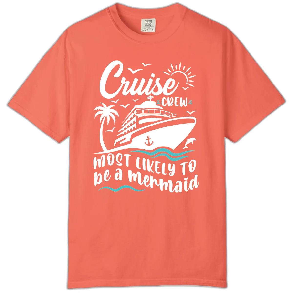 Cruise Crew Mermaid Life Comfort Color in Bright Salmon