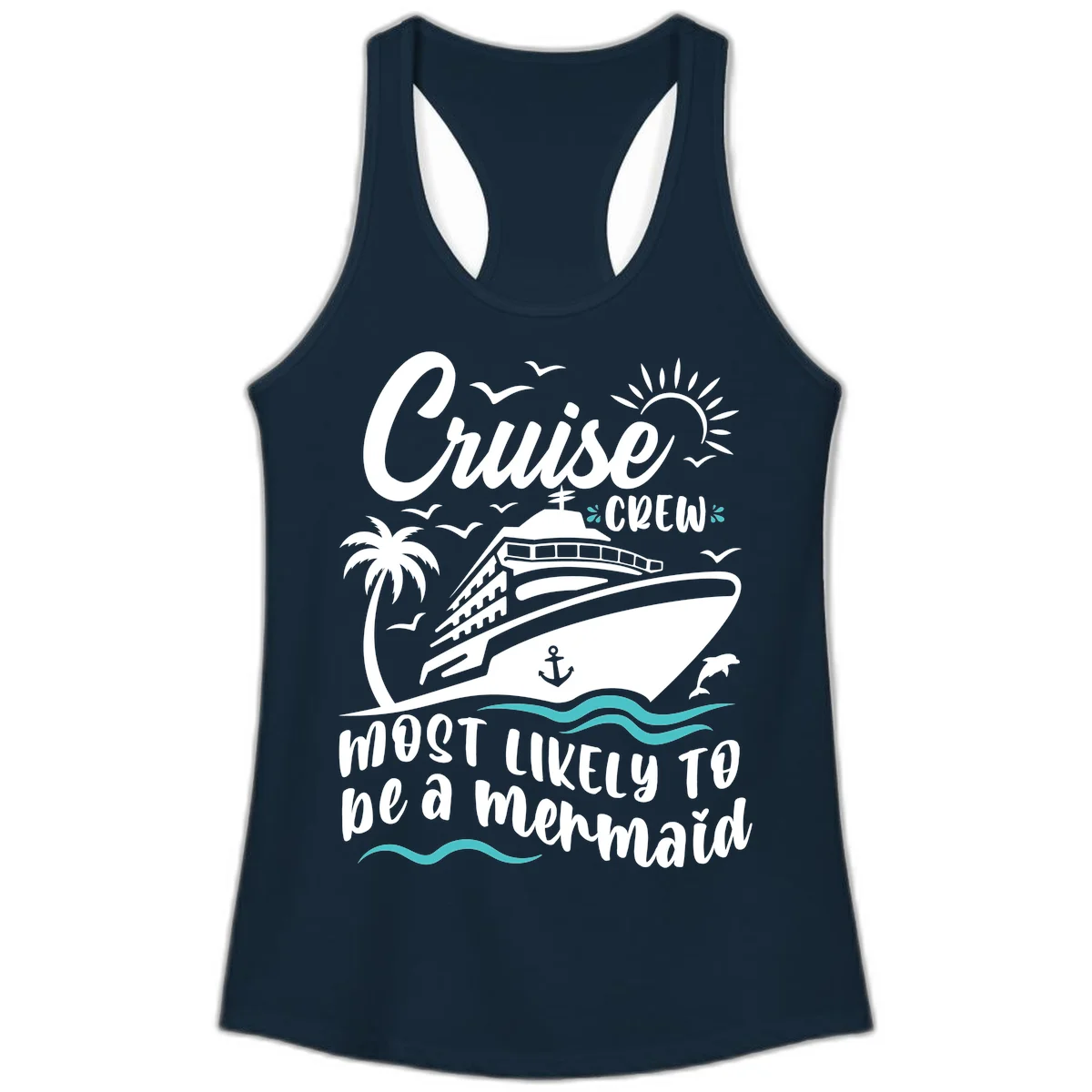 Cruise Crew Mermaid Life Ladies Tank in Solid Midnight Navy
