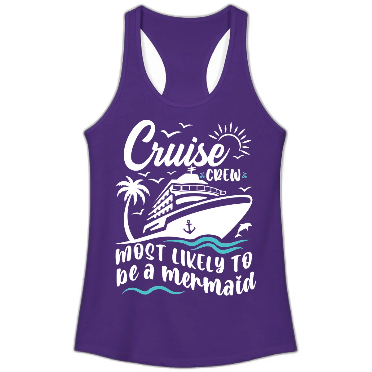 Cruise Crew Mermaid Life Ladies Tank in Solid Purple Rush
