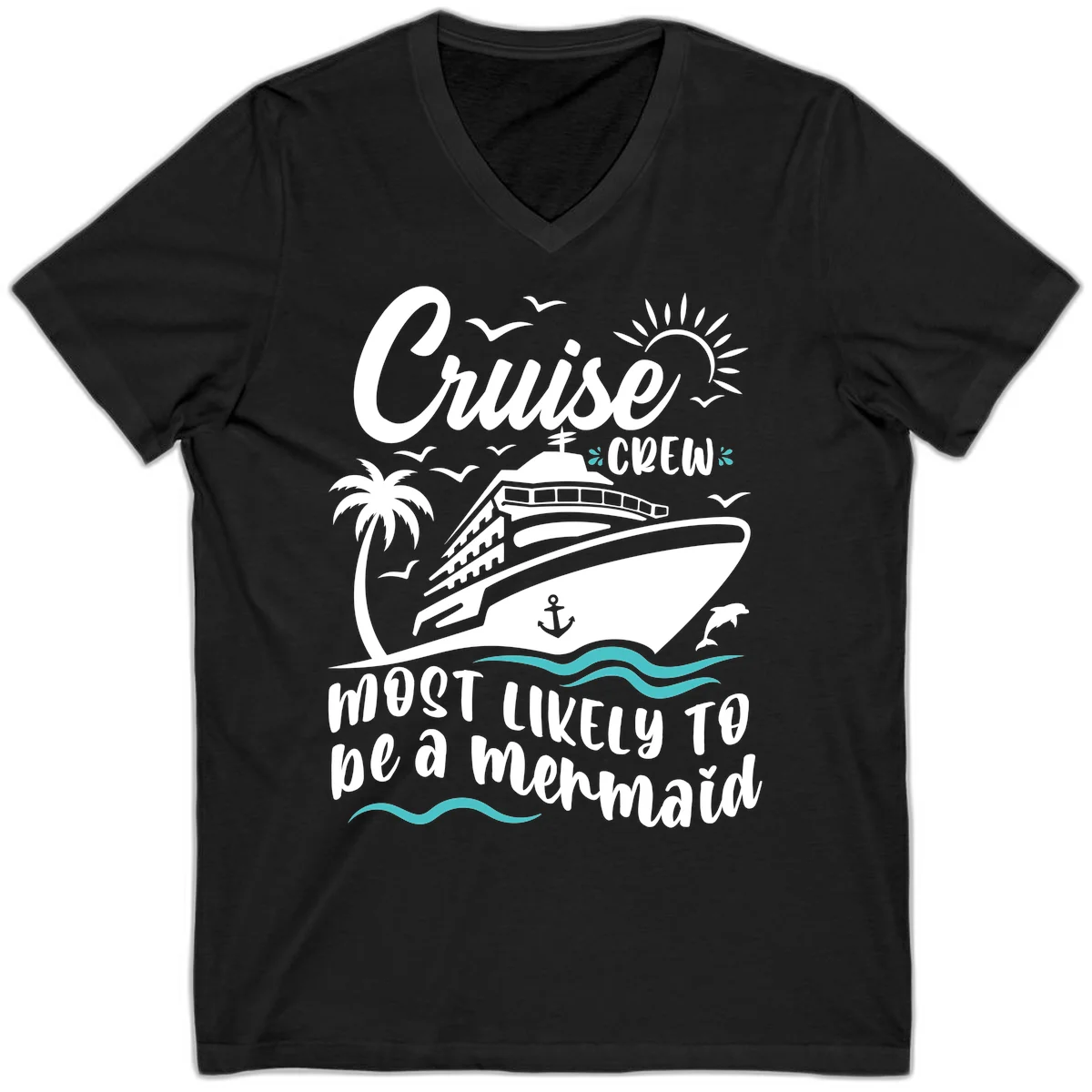 Cruise Crew Mermaid Life V-Neck in Black