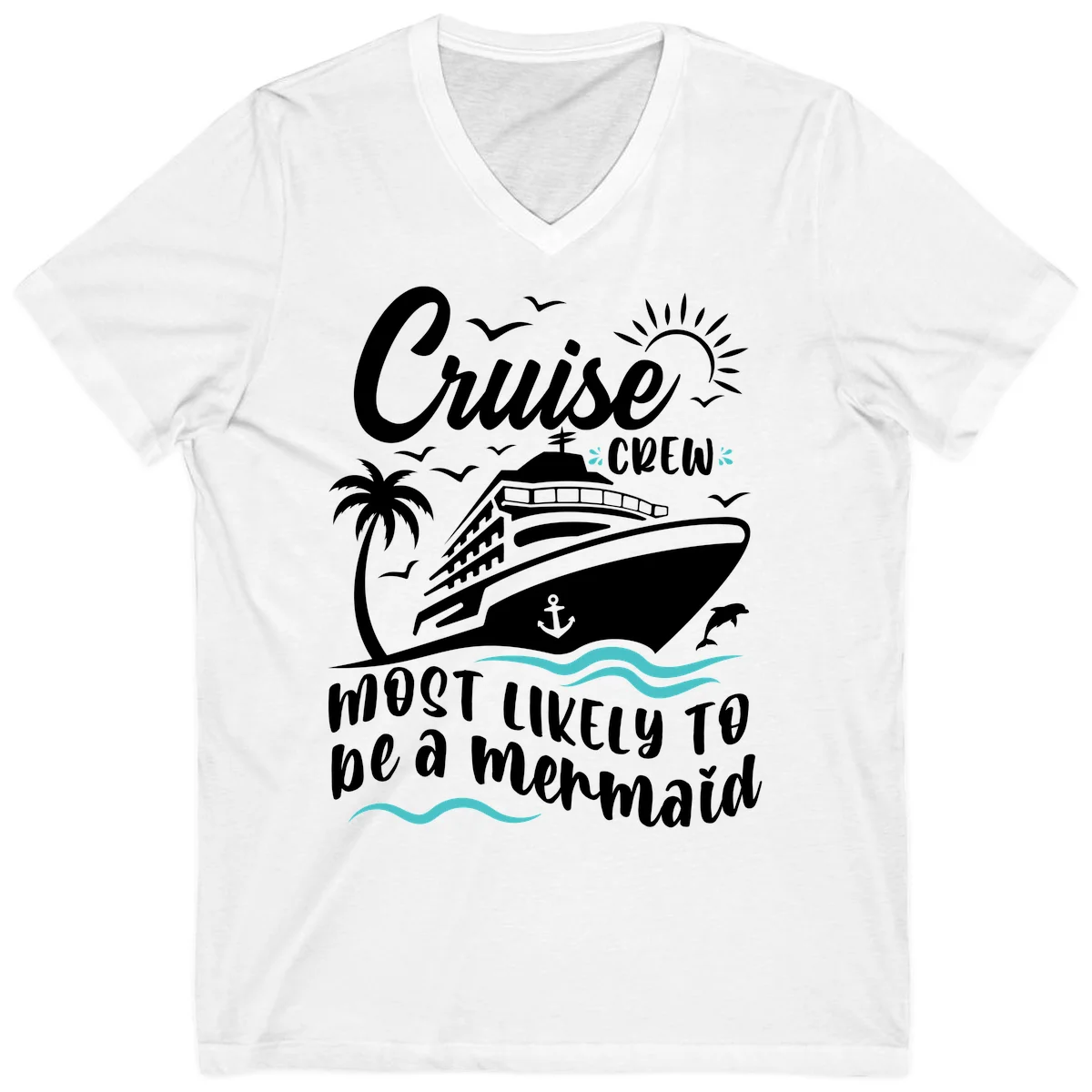 Cruise Crew Mermaid Life V-Neck in White