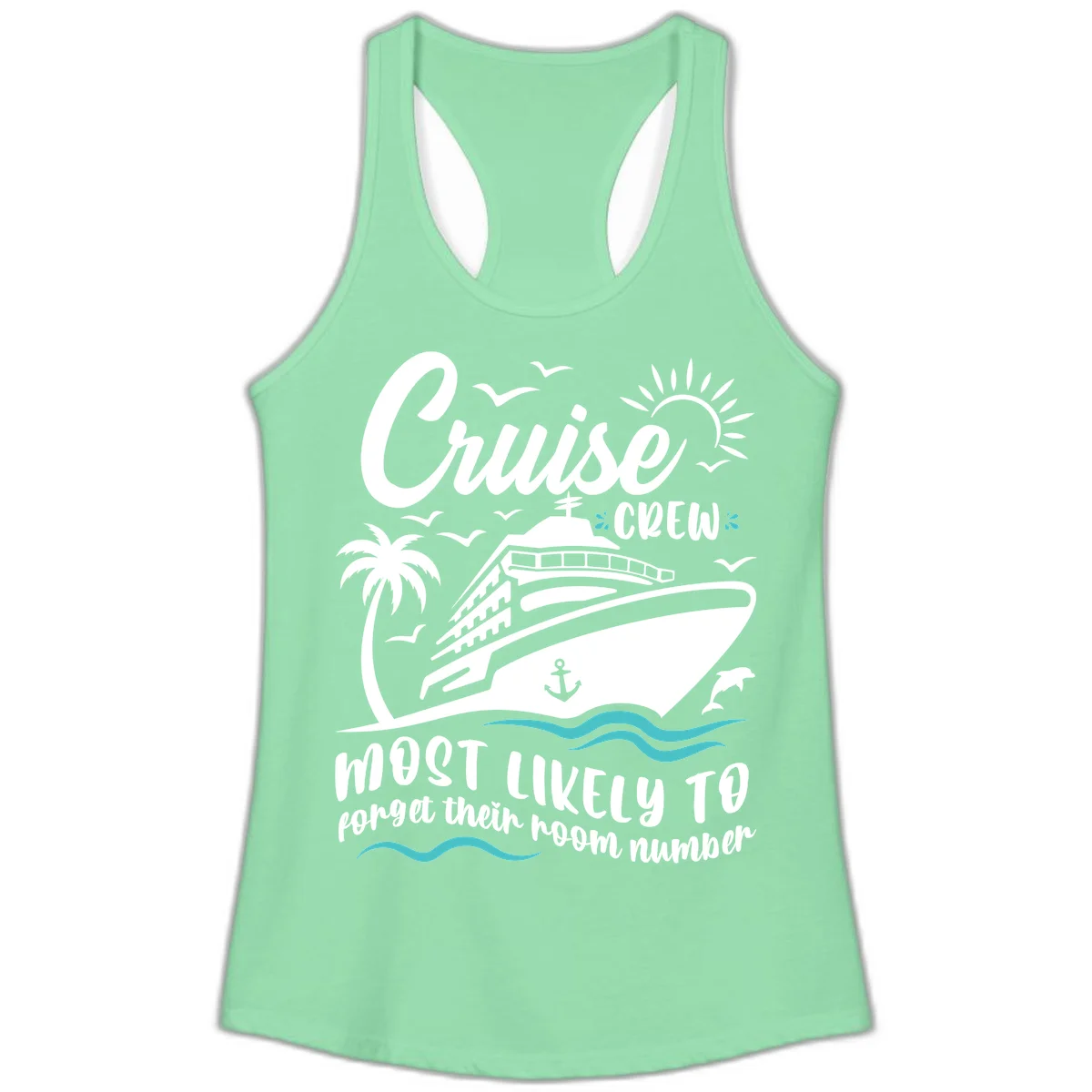 Cruise Crew Room Number Forget Ladies Tank in Solid Mint