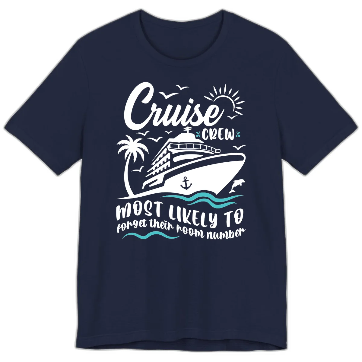 Cruise Crew Room Number Forget Premium T-Shirt in Navy