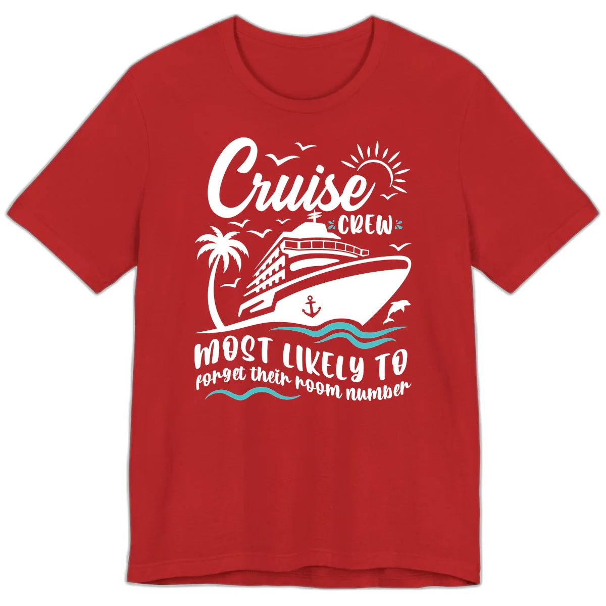 Cruise Crew Room Number Forget Premium T-Shirt in Red