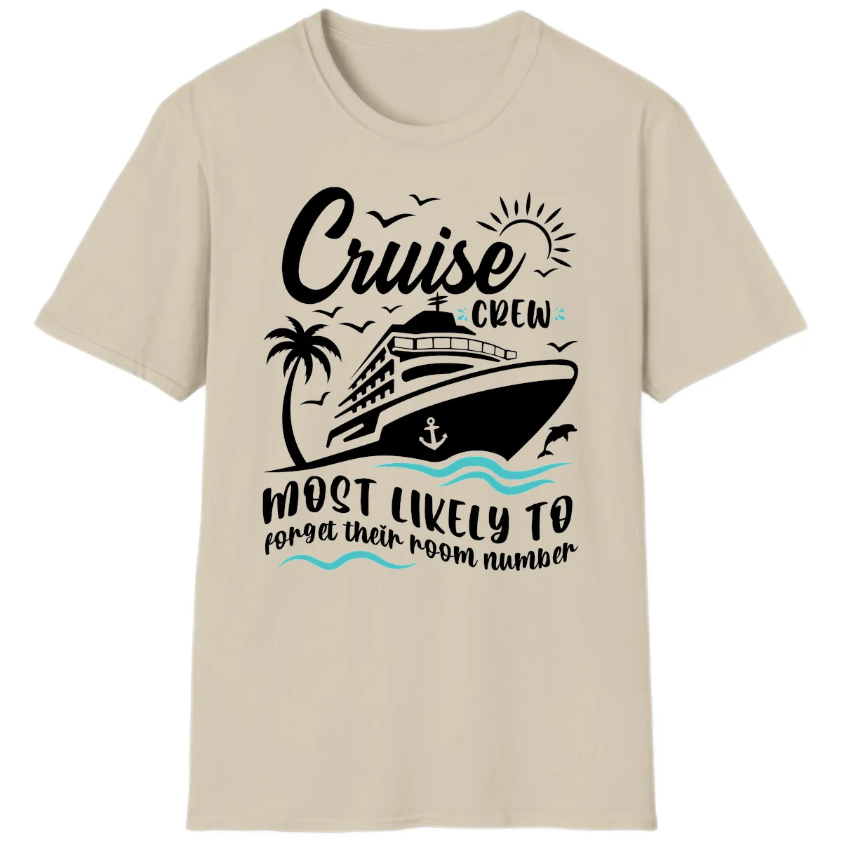 Cruise Crew Room Number Forget T-Shirt in Sand