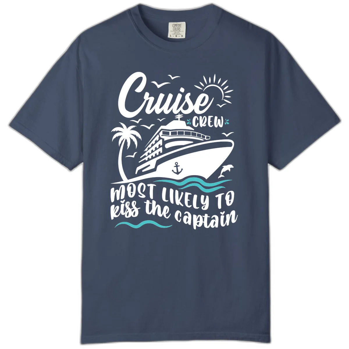 Cruise Crew Kiss The Captain Comfort Color Shirt in Midnight