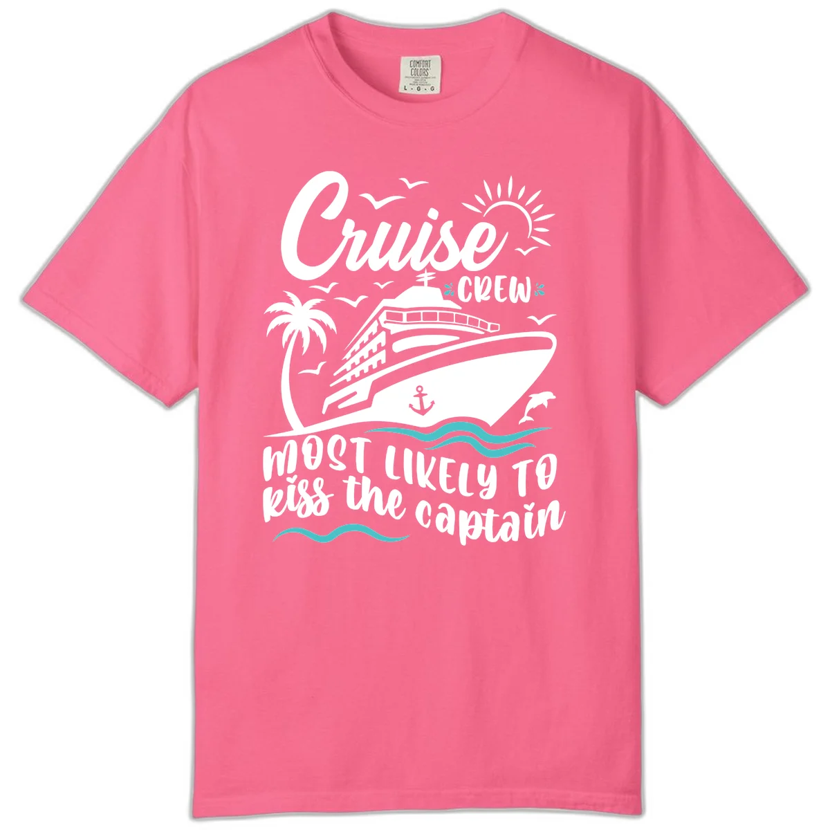 Cruise Crew Kiss The Captain Comfort Color Shirt in Crunchberry