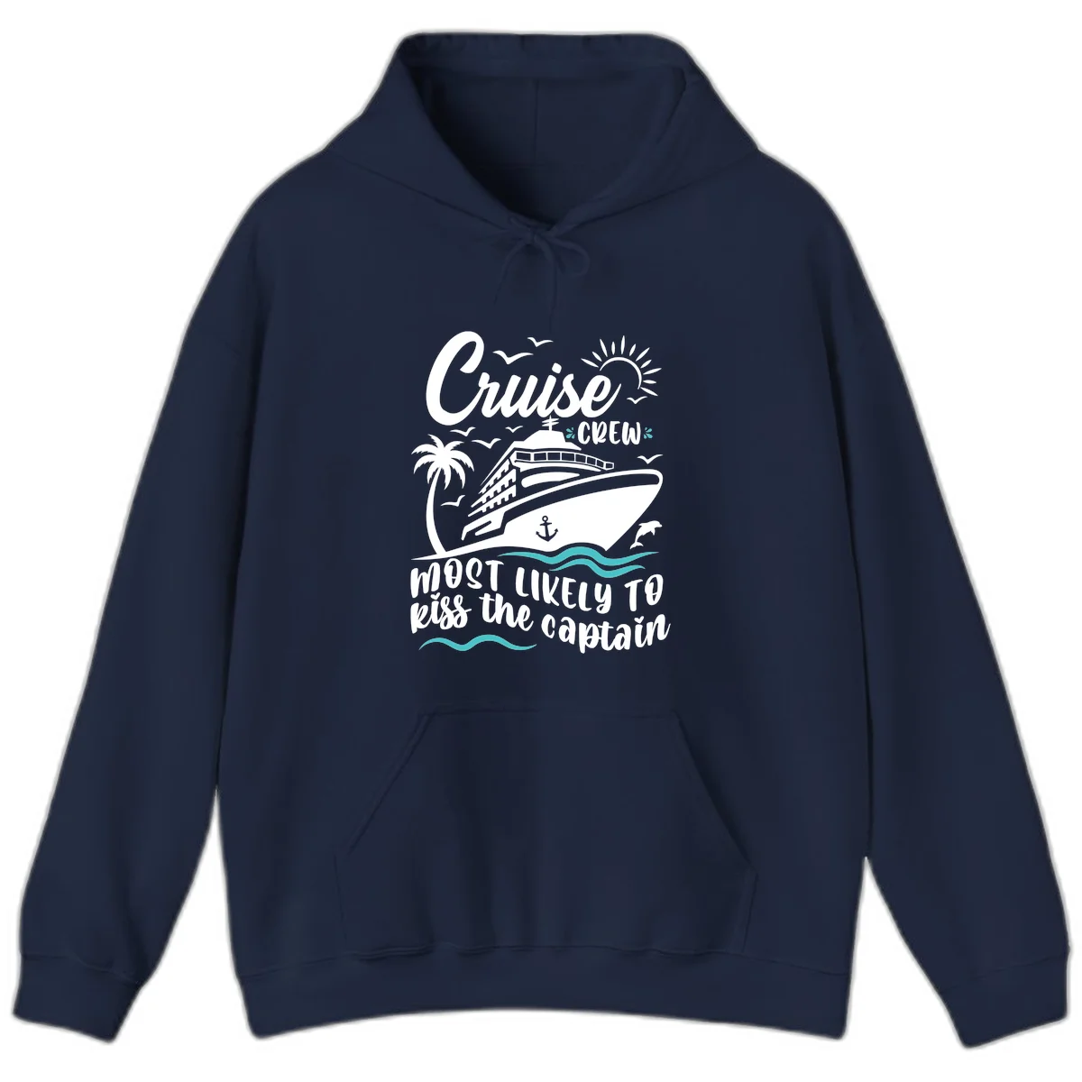 Cruise Crew Kiss The Captain Hoodie in Navy