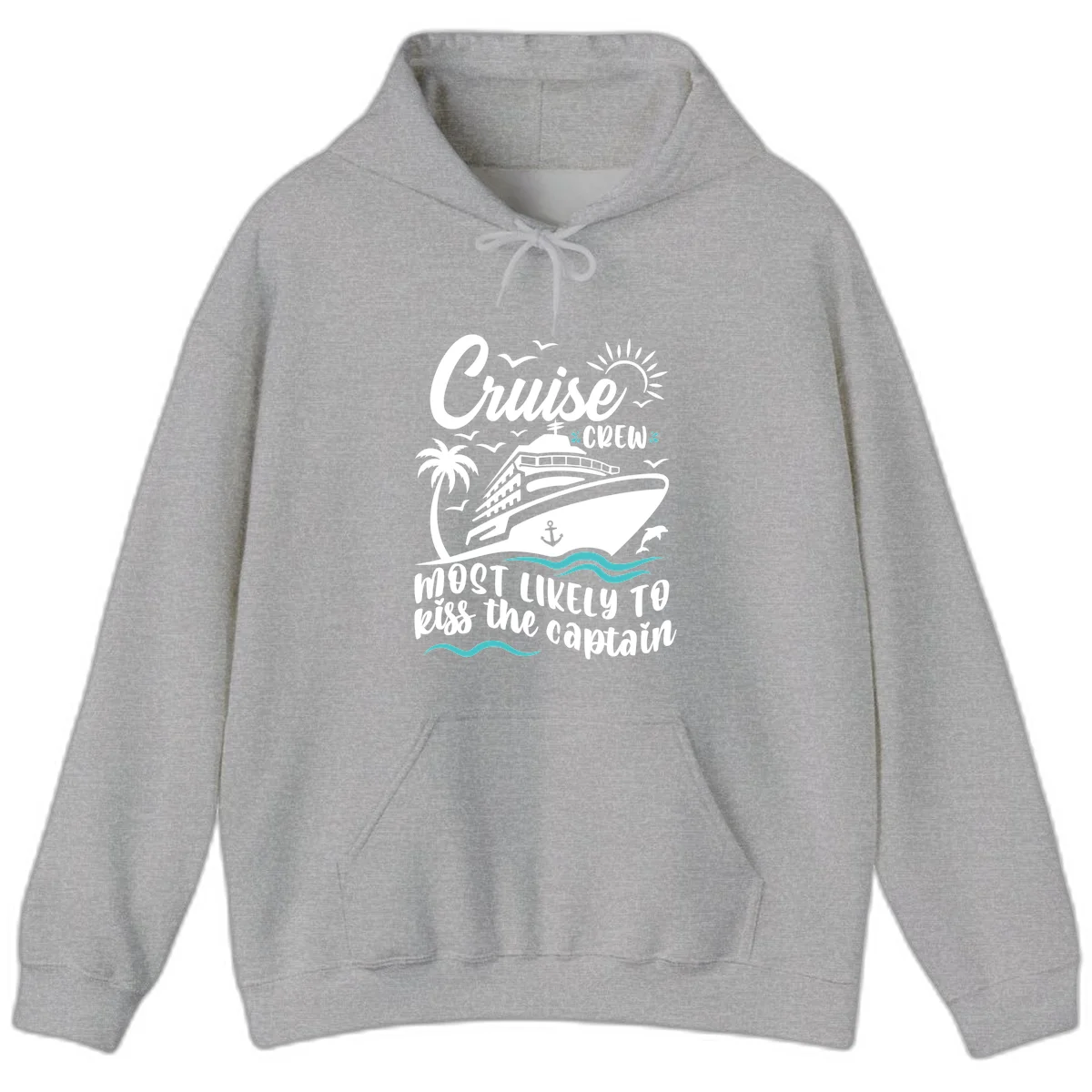 Cruise Crew Kiss The Captain Hoodie in Sport Grey