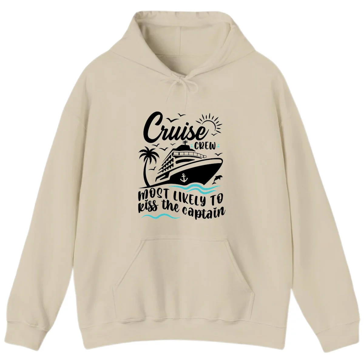 Cruise Crew Kiss The Captain Hoodie in Sand