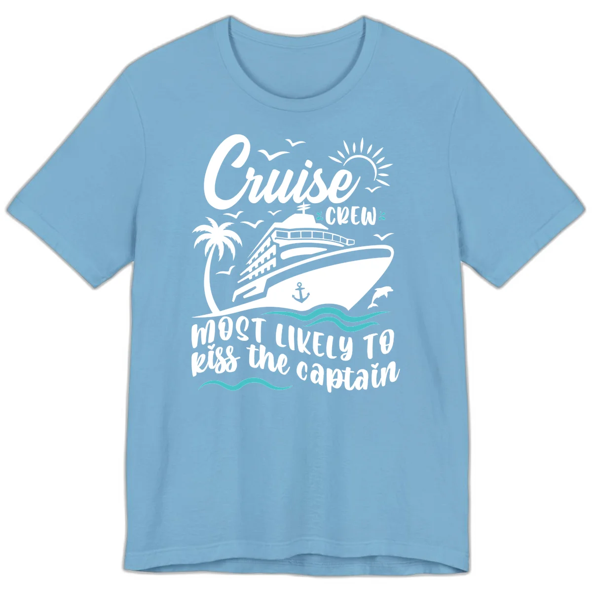 Cruise Crew Kiss The Captain Premium Tee in Ocean Blue