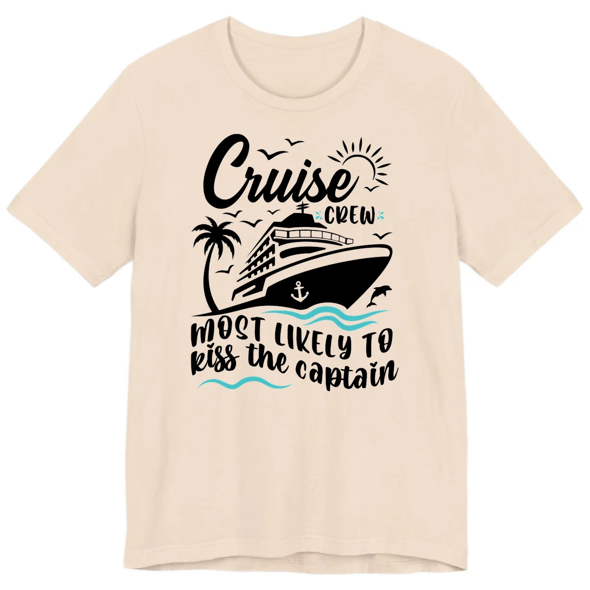 Cruise Crew Kiss The Captain Premium Tee in Soft Cream
