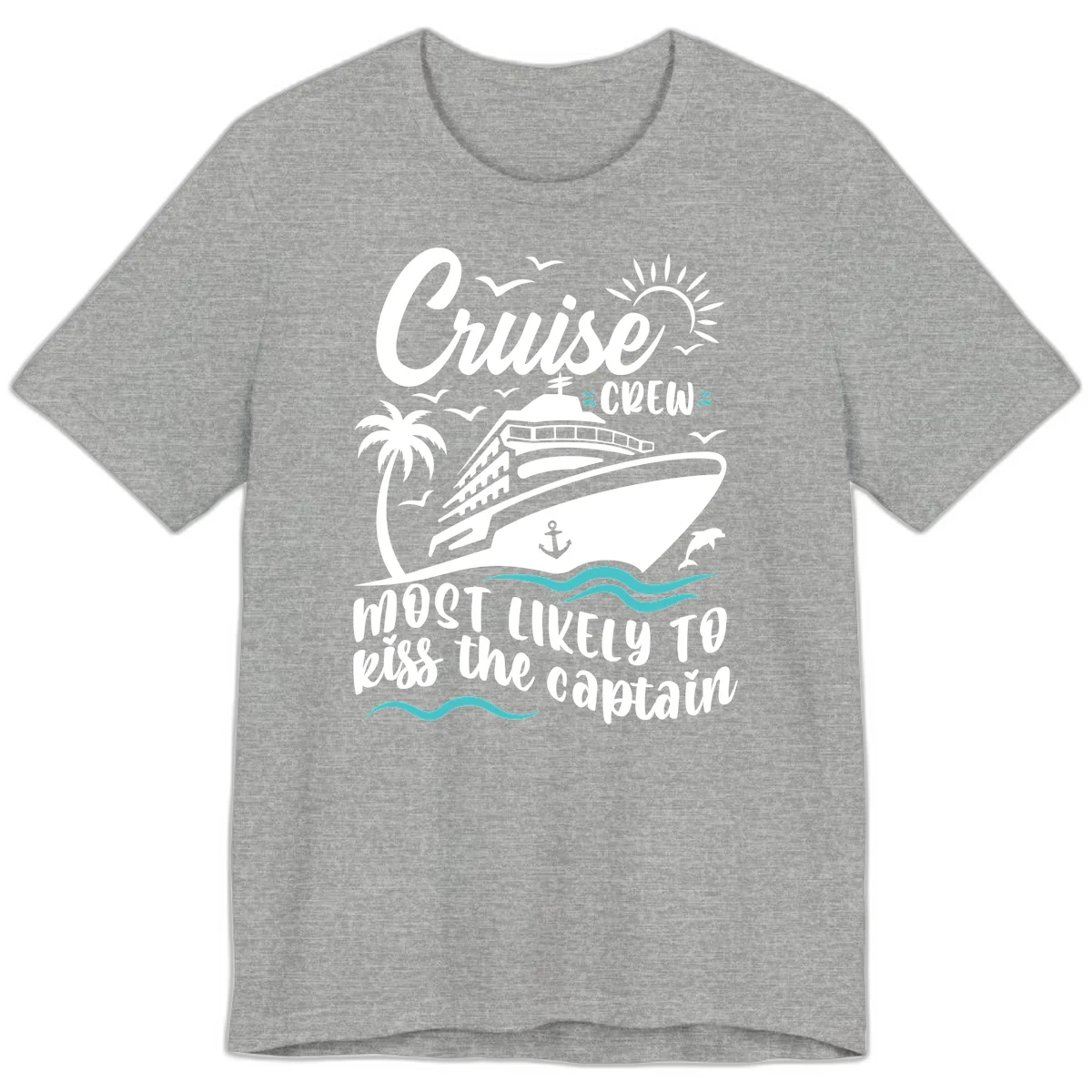 Cruise Crew Kiss The Captain Premium Tee in Athletic Heather